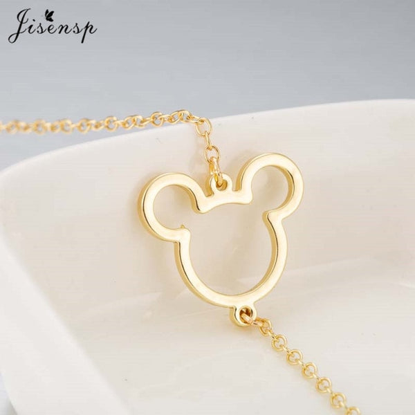 Jisensp Stainless Steel Mickey Bracelets for Women Everyday Jewelry World Map Charm Bracelet Heart Bracelet Femme Wedding Gift