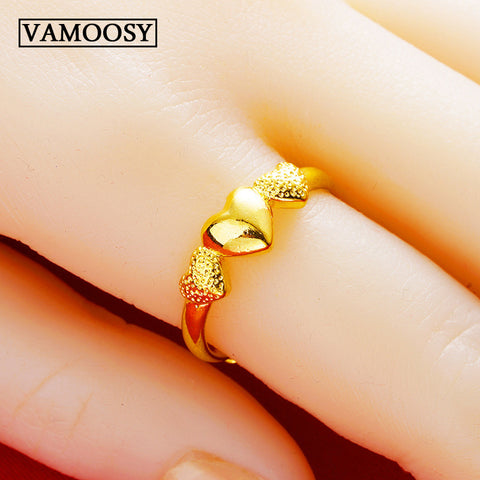 Pure 24K gold rings for women heart shape rings 2019 new fine wedding ring engagement ring FREE SHIPPING
