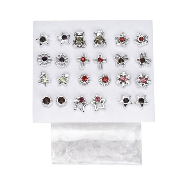 12-36 Pair/Set Fashion Women Rhinestone Flower Earring Jewelry