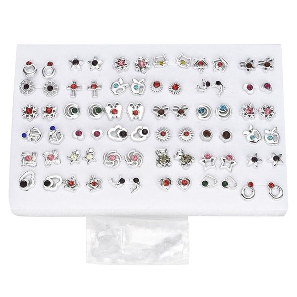 12-36 Pair/Set Fashion Women Rhinestone Flower Earring Jewelry