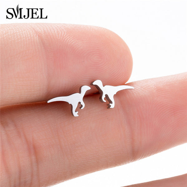 SMJEL Bohemia Mickey Earrings Women Kids Fashion Stainless Steel Leaf Pineapple Flower Stud Earings Tree Jewelry pendientes