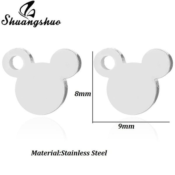 Shuangshuo Stainless Steel Mickey Earrings Mouse Stud Earrings Women Girls Kids Earing Mini Cartoon Animal Ear Studs pendientes