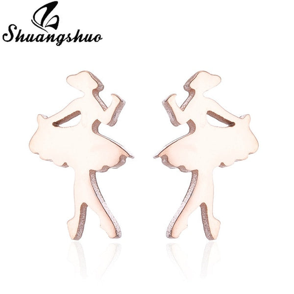 Shuangshuo Stainless Steel Mickey Earrings Mouse Stud Earrings Women Girls Kids Earing Mini Cartoon Animal Ear Studs pendientes