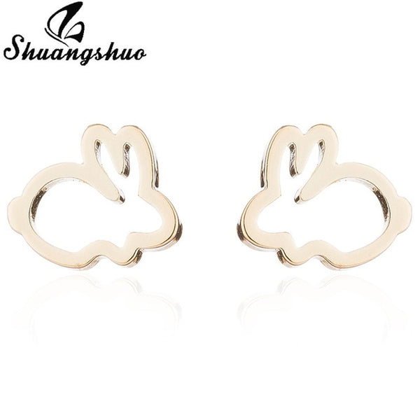 Shuangshuo Stainless Steel Mickey Earrings Mouse Stud Earrings Women Girls Kids Earing Mini Cartoon Animal Ear Studs pendientes