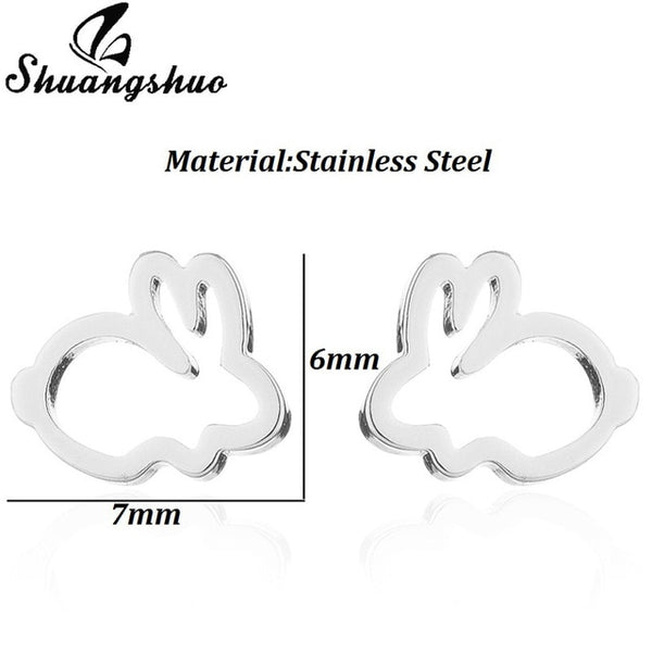 Shuangshuo Stainless Steel Mickey Earrings Mouse Stud Earrings Women Girls Kids Earing Mini Cartoon Animal Ear Studs pendientes