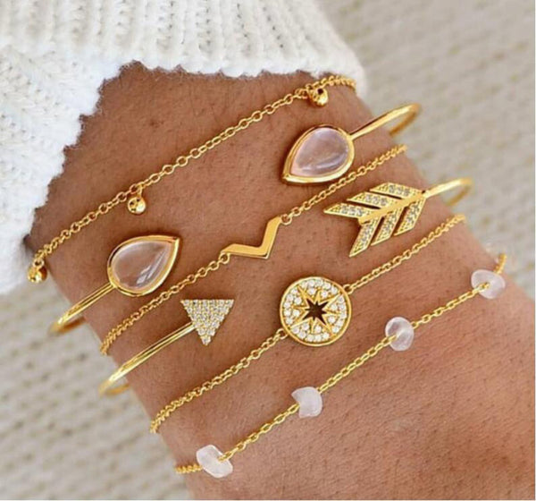 Boho Bangle For women Turtle Elephant Heart Shell Star Moon Bow Arrow Map Crystal Charm Bead Bracelet Set 2019 Bohemian Jewelry