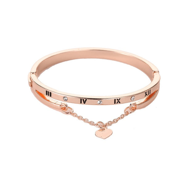 Luxury Rose Gold Stainless Steel Bracelets Bangles Female Heart Forever Love Charm Bracelet for Woman Couple Gift Bijoux Femme