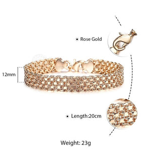 10MM 12MM Big Wide For Women Men Bracelet 585 Rose Gold Color Double Weaving Rolo Cable Curb Link Catenary Chain Jewelry CBB01