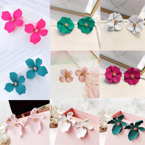 Ufavoirte New Korean Sweet Personality simple Painting Flower Petal Small irregular Metal Stud Earrings for Woman Girl Gift