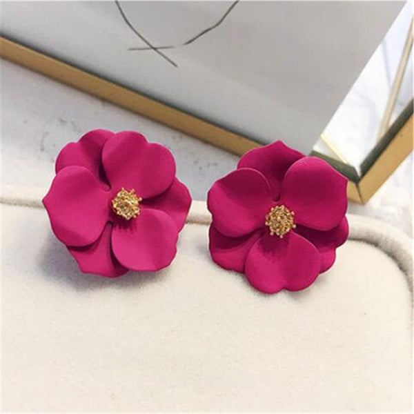 Ufavoirte New Korean Sweet Personality simple Painting Flower Petal Small irregular Metal Stud Earrings for Woman Girl Gift