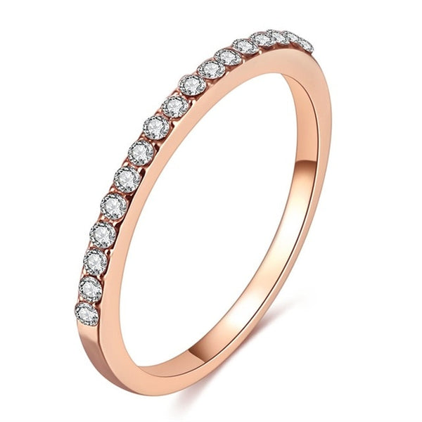 Paylor New Hot Couple Stackable Brand Ring For Women Single Row Drill Ring Silver/Gold/Rose Gold Jewelry