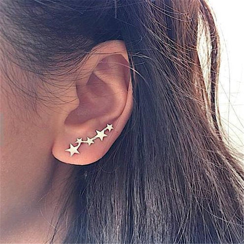 Korean fashion Simple New Star Earrings Exquisite Creative Clip On Earrings Stud Earrings For  Women