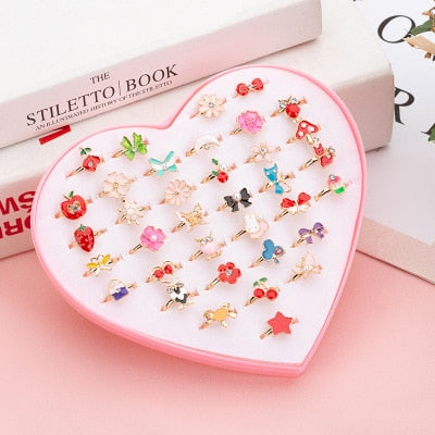 10pcs/lot Love Kids Cute Sweet Rings Design Flower Animal Fashion Jewelry Accessories Girl Child Gifts Finger Rings FS114