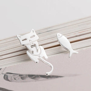 925 Sterling Silver Cat Fish Stud Earrings For Women Gift Hypoallergenic Sterling-silver-jewelry Prevent Allergy