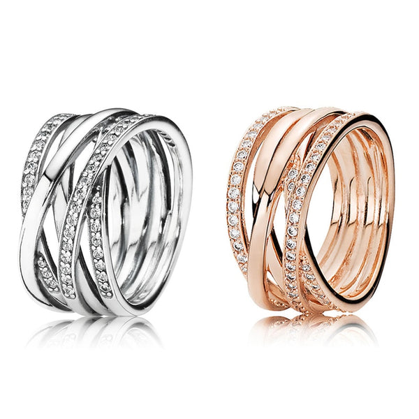 2 Color 1 Pcs Women Silver Rings with Full Crystal Bands Style for Women Wedding Ring Jewelry Gift