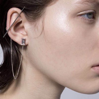 HZ New Butterfly Fairy Exaggeration 2019 Tassel Elegant Cool Unique Ear Bone Clip Silver Dangle Earrings For Women Jewelry Gifts