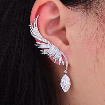 HZ New Butterfly Fairy Exaggeration 2019 Tassel Elegant Cool Unique Ear Bone Clip Silver Dangle Earrings For Women Jewelry Gifts