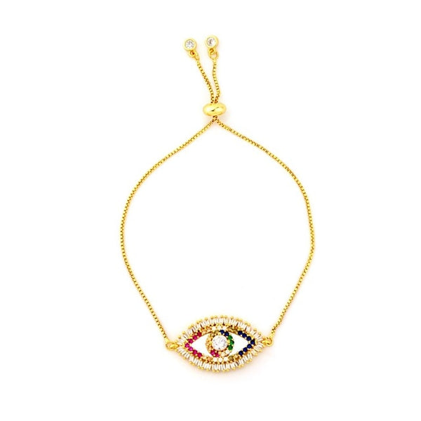 Hot Gold Zirconia Bracelet&bangle Women's Rainbow Shell Bracelet Luxury Adjustable heart Evil Eye Snake Chain Bracelet