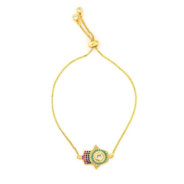 Hot Gold Zirconia Bracelet&bangle Women's Rainbow Shell Bracelet Luxury Adjustable heart Evil Eye Snake Chain Bracelet