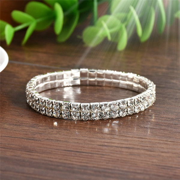 5 Styles Woman Bracelet Crystal Rhinestone Stretch Bracelet Bangle Wristband Elastic Wedding Bridal Jewelry