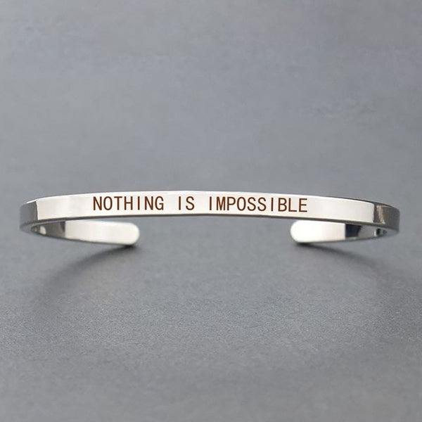 Churchill Quote "Never Give Up"Motivational Stainless Steel Engraved Bracelets Life Quote Jewelry Graduation Bangle Gifts