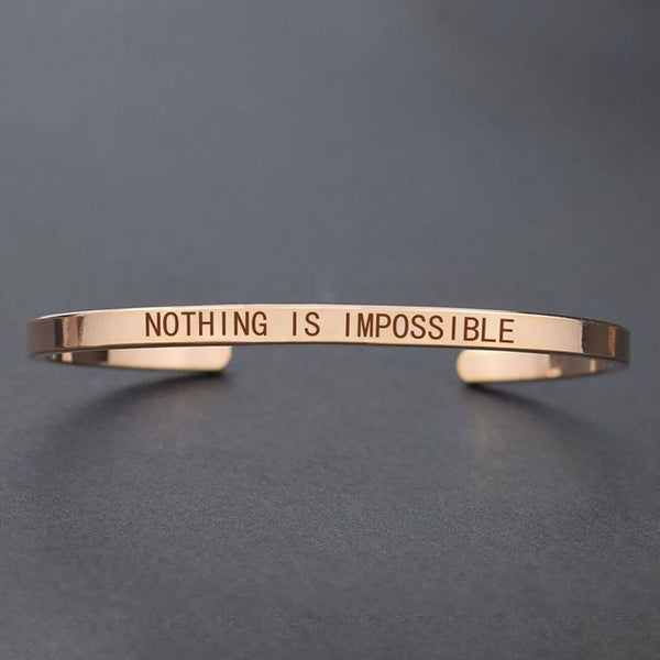 Churchill Quote "Never Give Up"Motivational Stainless Steel Engraved Bracelets Life Quote Jewelry Graduation Bangle Gifts