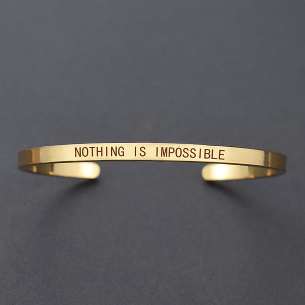 Churchill Quote "Never Give Up"Motivational Stainless Steel Engraved Bracelets Life Quote Jewelry Graduation Bangle Gifts