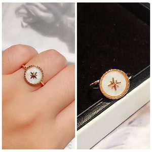 High Quality Fashion Round Natural Shell Astral Ring for Women Rose Gold Color Bague Jewelry