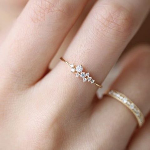 New Fashion Women Rings Lady Elegant Simple Rhinestone Crystal Wedding Bridal Ring Gold Lover Rings Jewelry Gift