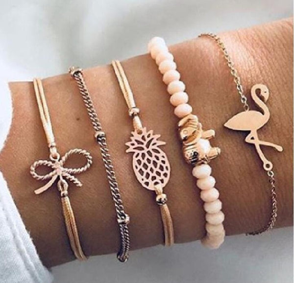 30 Styles Bohemian Bracelet Set For women Shell Star Map lotus pineapple Heart Natural stone Beads chains Bangle Boho Jewelry