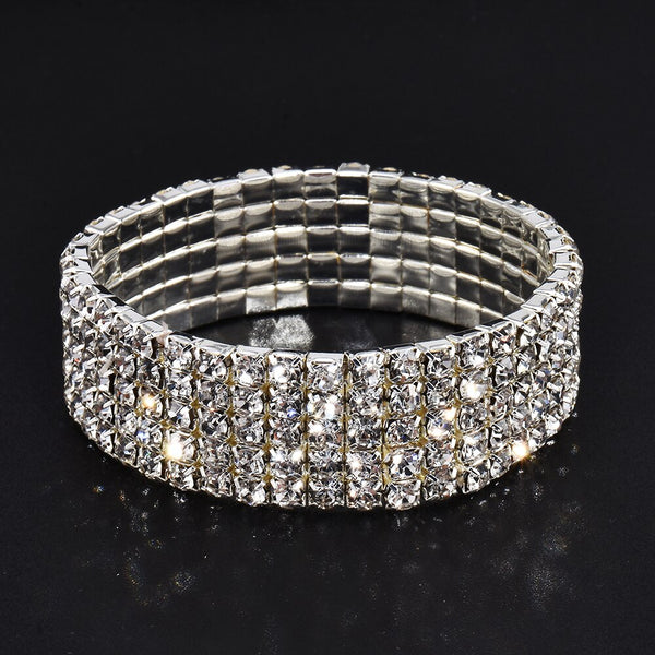 5 Styles Woman Bracelet Crystal Rhinestone Stretch Bracelet Bangle Wristband Elastic Wedding Bridal Jewelry