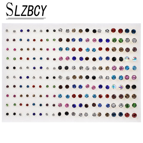 36 & 100 pairs/set Colorful Rhinestone Crystal Stud Earrings Sets For Women Girls Round Small Earring Birthday Jewelry Wholesale