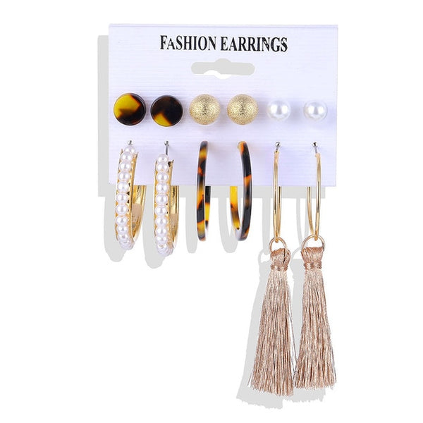 FAMSHIN Tassel Acrylic Earrings For Women Bohemian Earrings Set Big Geometric Earring 2019 Brincos Female DIY Fashion Jewelry