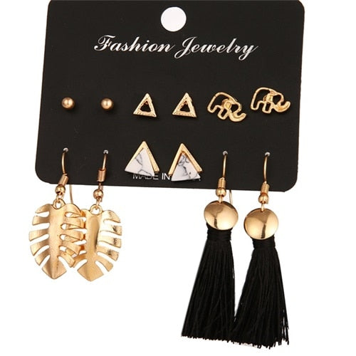 FAMSHIN Tassel Acrylic Earrings For Women Bohemian Earrings Set Big Geometric Earring 2019 Brincos Female DIY Fashion Jewelry