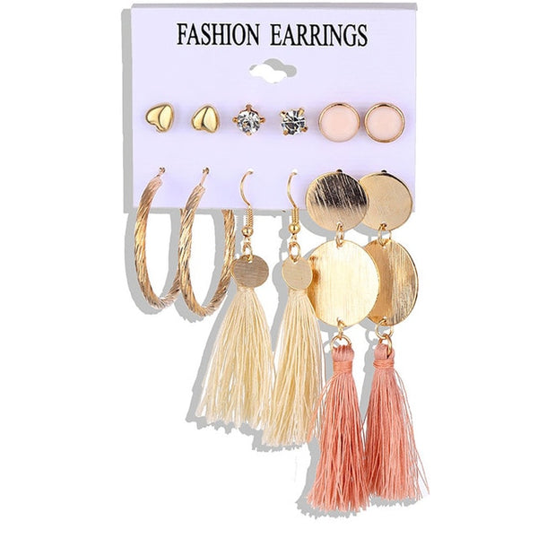 FAMSHIN Tassel Acrylic Earrings For Women Bohemian Earrings Set Big Geometric Earring 2019 Brincos Female DIY Fashion Jewelry