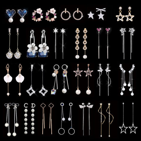 2019 Fashion New Earrings For Women Jewelry Silver Tassel Heart geometric Stud Earrings Womens Set Cute Gift Earing Earring
