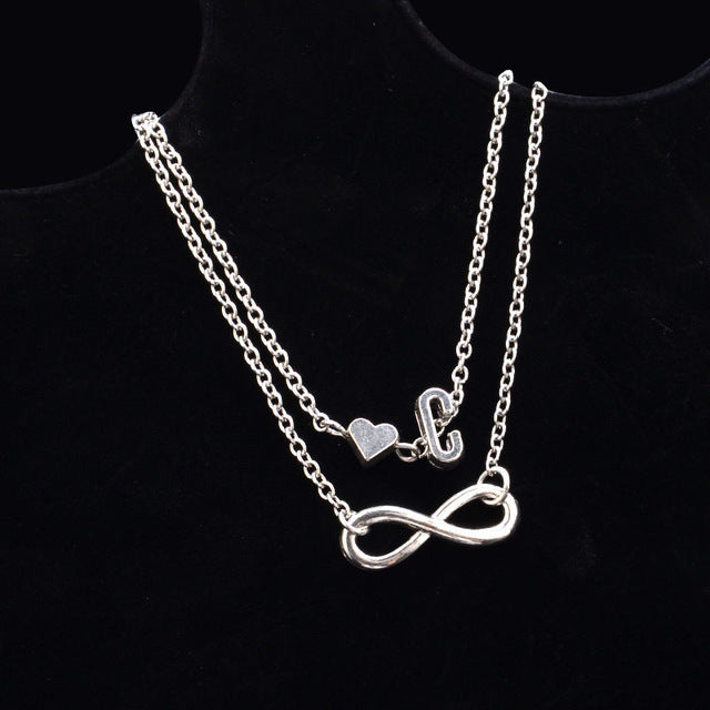 Fashion Bracelets Silver Color Geometric Infinity Symbol 26 Letters / Capital Letter Jewelry Gifts For Women & Girl  21cm,1 PC