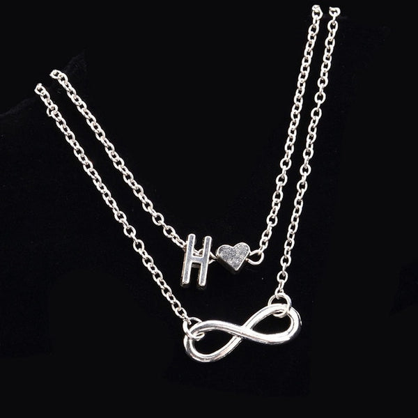 Fashion Bracelets Silver Color Geometric Infinity Symbol 26 Letters / Capital Letter Jewelry Gifts For Women & Girl  21cm,1 PC