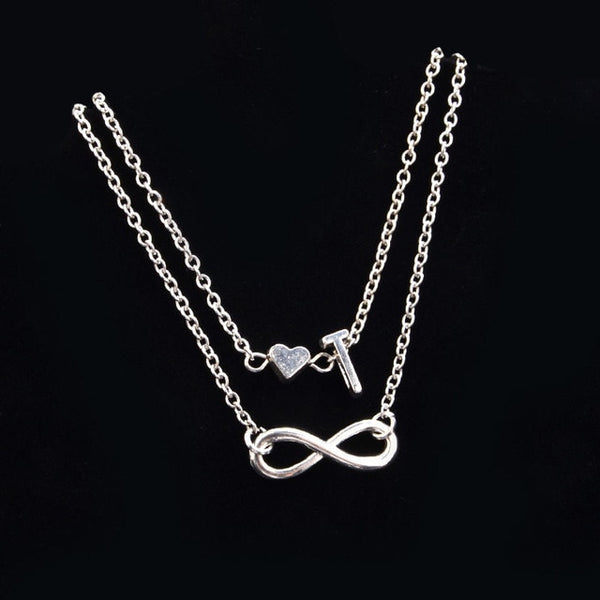 Fashion Bracelets Silver Color Geometric Infinity Symbol 26 Letters / Capital Letter Jewelry Gifts For Women & Girl  21cm,1 PC