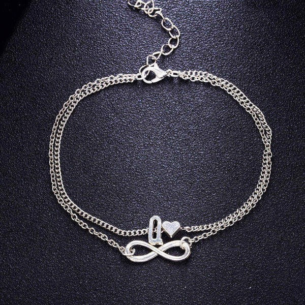 Fashion Bracelets Silver Color Geometric Infinity Symbol 26 Letters / Capital Letter Jewelry Gifts For Women & Girl  21cm,1 PC