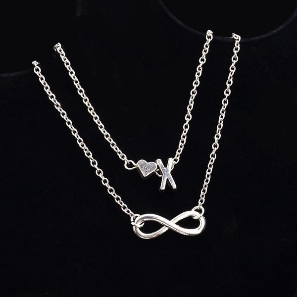 Fashion Bracelets Silver Color Geometric Infinity Symbol 26 Letters / Capital Letter Jewelry Gifts For Women & Girl  21cm,1 PC