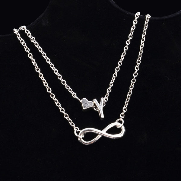 Fashion Bracelets Silver Color Geometric Infinity Symbol 26 Letters / Capital Letter Jewelry Gifts For Women & Girl  21cm,1 PC