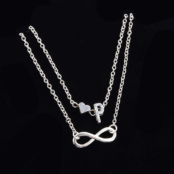 Fashion Bracelets Silver Color Geometric Infinity Symbol 26 Letters / Capital Letter Jewelry Gifts For Women & Girl  21cm,1 PC