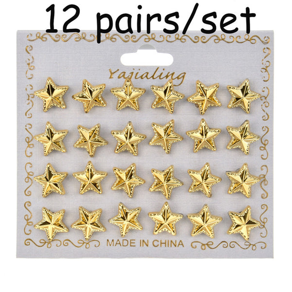 100 Pairs Women Acrylic Crystal Small Stud Earrings Sets Girl Child Heart Star Animal Moon Crown Earring Jewelry