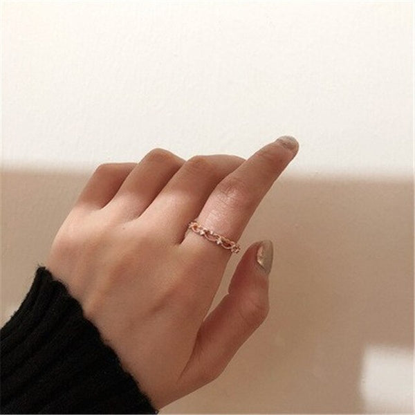 2019 Korea Simple Elegant Temperament Heart-shaped Geometric Irregular Metal Full Crystal Ring Micro-set Party Nightclub Jewelry