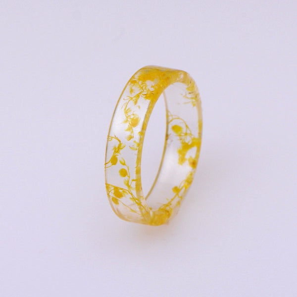 Hot Unique Clear Resin Ring Handmade Dried Flower Epoxy Rings Men Colorful Pattern Transparent Round Rings Jewelry for Women