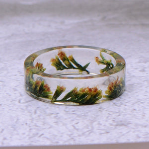 Hot Unique Clear Resin Ring Handmade Dried Flower Epoxy Rings Men Colorful Pattern Transparent Round Rings Jewelry for Women