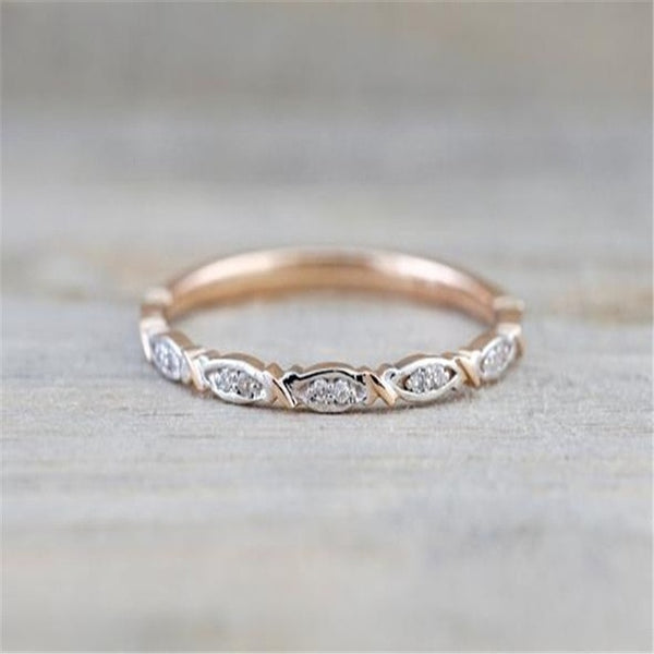 Leaf Crystal Engagement Rings Women's Eternity Wedding Band Rings For Female Rose Gold Rings Jewelry Gifts