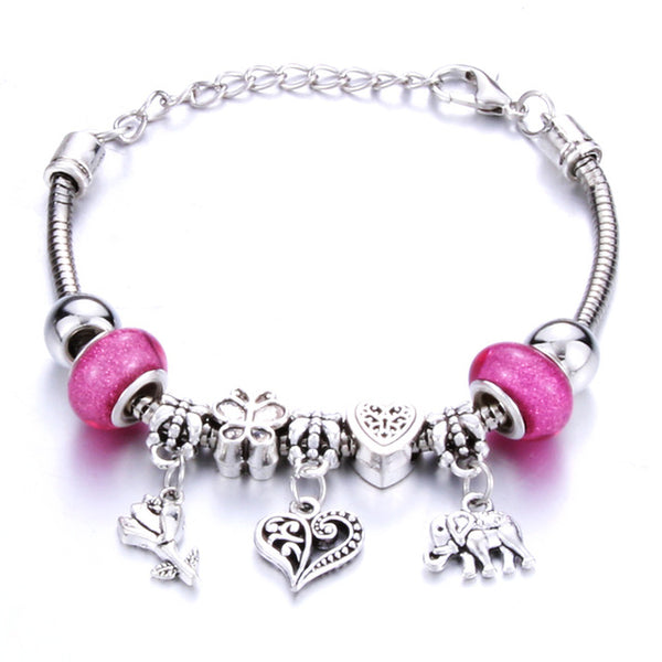 Romantic Love DIY Charm Bracelet Love Heart Key and Lock Bracelet for Women Jewelry Christmas New Year's Gift