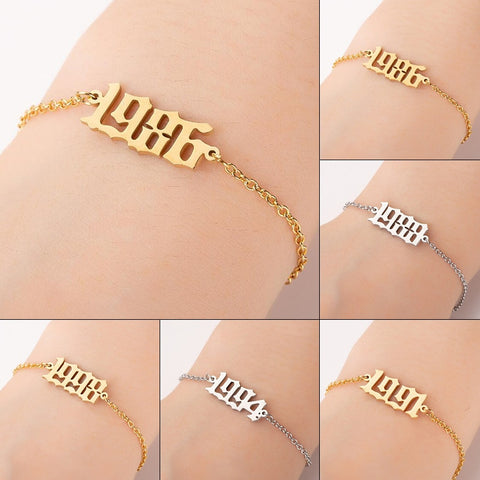 Fashion Stainless Steel Bracelet Simple Digital Combination Bracelet Temperament Joker Ladies Accessories Creative Birthday Gift